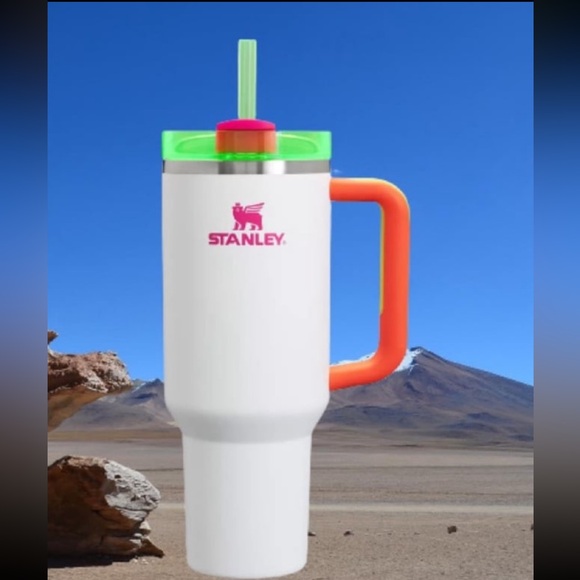 Stanley 40 oz. Quencher H20 FlowState Tumbler Spring Fling Collection Neon White - Picture 7 of 13